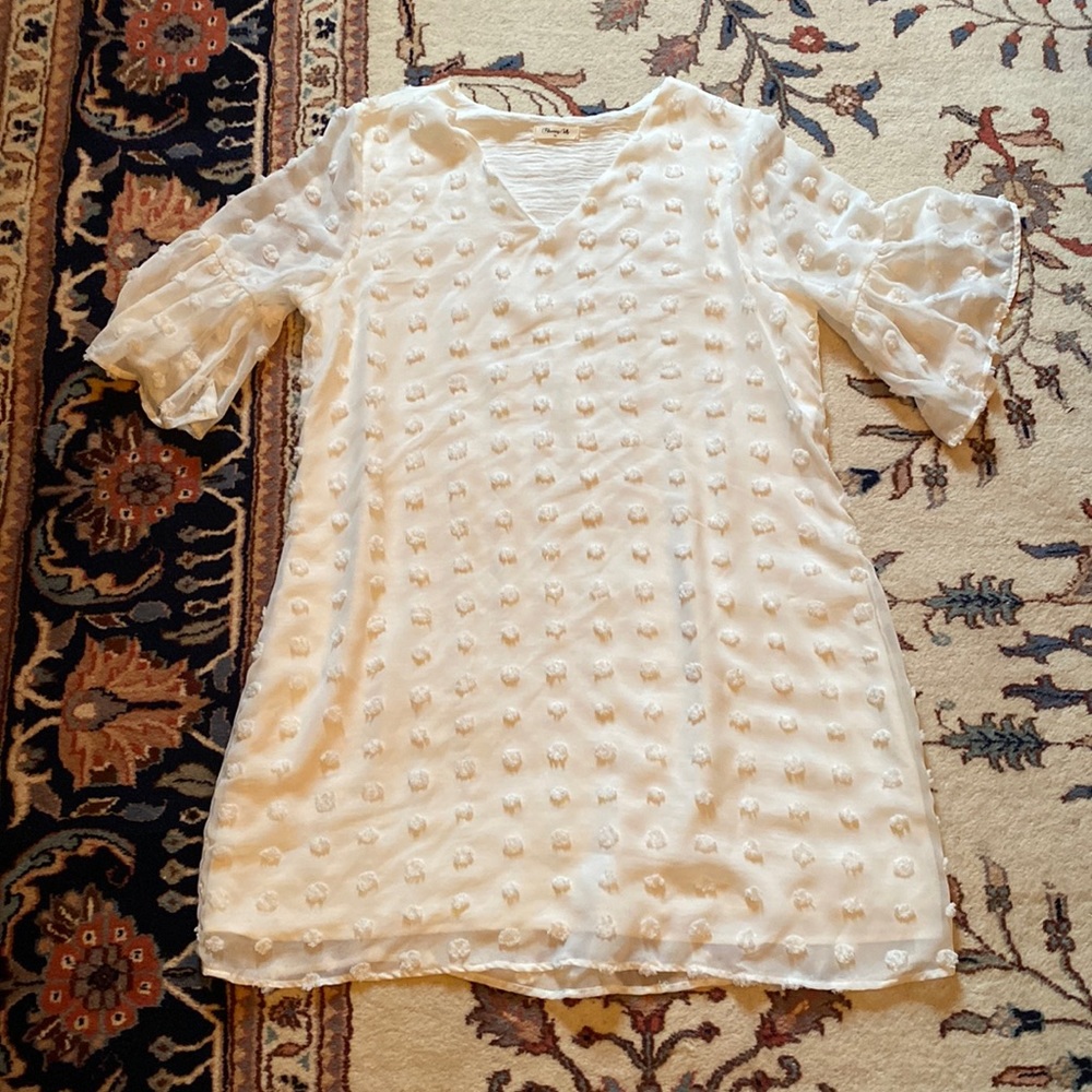 White Mid Length Sleeve Dress